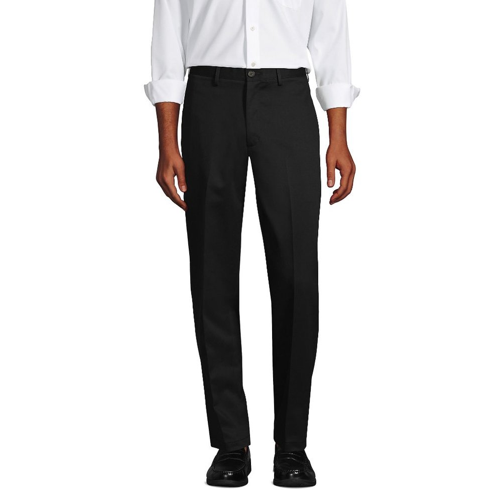 NWT LANDS' END MEN'S TRADITIONAL FIT NO IRON‎ CHINO PANTS BLACK 31, 44